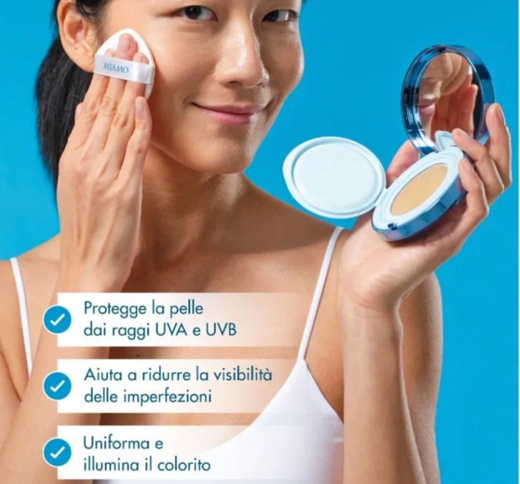 MIAMO Second Skin Mesh Fondotinta Cushion con SPF50 Colore Sand 13,5g
