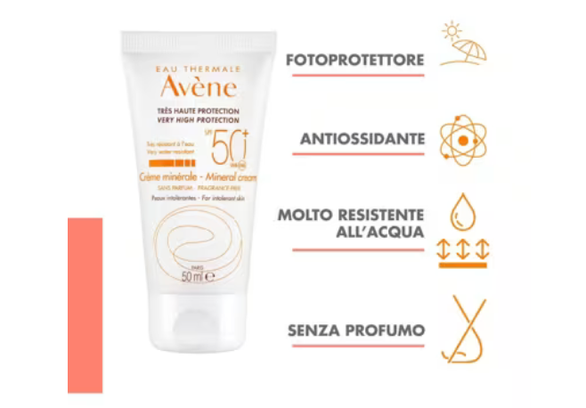 Eau Thermale Avene Crema Schermo Minerale 50+ 50 Ml