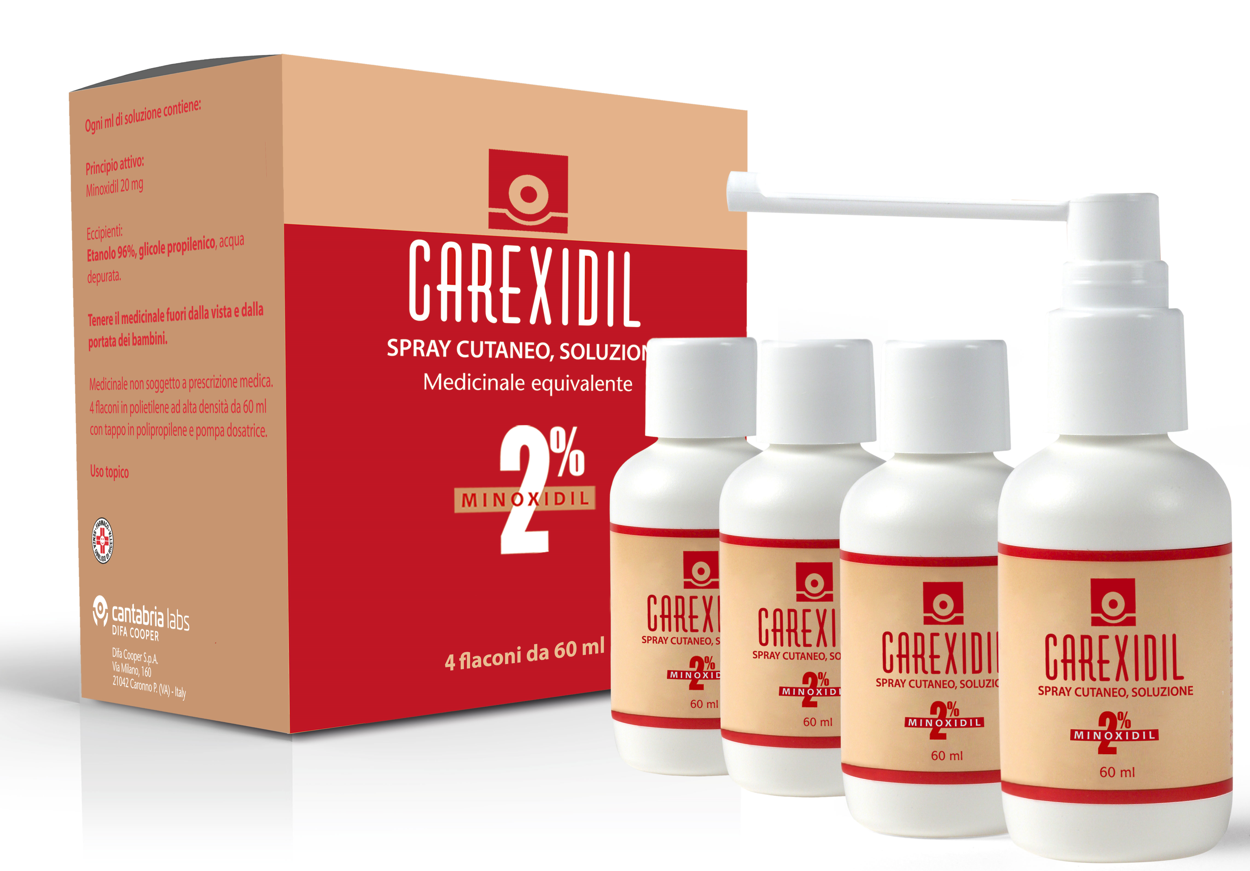 CAREXIDIL*4 flaconi spray soluz cutanea 60 ml 2%