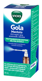 VICKS GOLA*spray per mucosa orale 1 flacone 30 ml 2 mg + 0,5mg mentolo + pompa spray