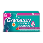 GAVISCON BRUCIORE E INDIGESTIONE*24 cpr masticabili 250 mg +106,5 mg + 187,5 mg gusto frutti rossi