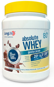 LONGLIFE ABSOLUTE WHEY CACAO 500 G CON EDULCORANTE SENZA GLUTINE