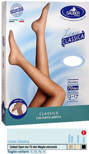 SAUBER COLLANT OPEN TOE MAGLIA MICRORETE 70 DEN COLORE NEUTRO BEIGE 4 LINEA CLASSICA