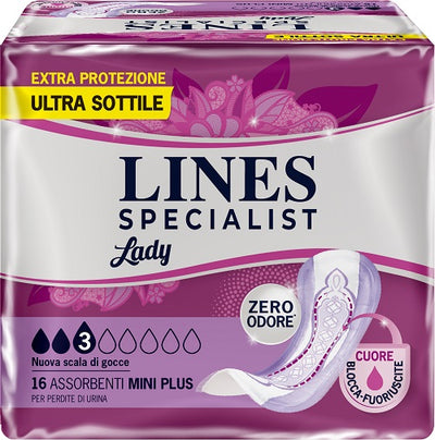 ASSORBENTI PER INCONTINENZA LINES SPECIALIST LADY MINI PLUS16 PEZZI