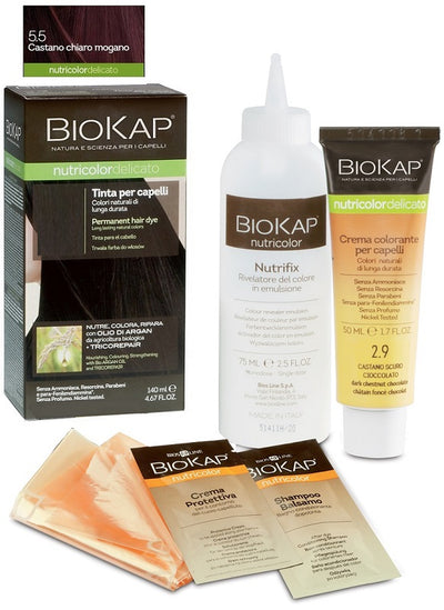 BIOKAP NUTRICOLOR DELICATO 5,50 CASTANO CHIARO MOGANO TINTATUBO + FLACONE