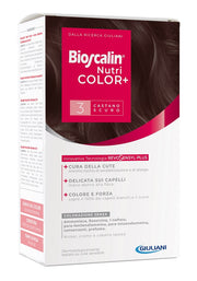 BIOSCALIN NUTRICOLOR PLUS 3 CASTANO SCURO CREMA COLORANTE 40ML + RIVELATORE CREMA 60 ML + SHAMPOO 12 ML + TRATTAMENTO FINALE BALSAMO 12 ML