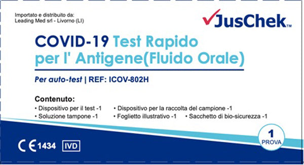 TEST ANTIGENICO RAPIDO COVID-19 JUSCHEK AUTODIAGNOSTICO DETERMINAZIONE QUALITATIVA ANTIGENI SARS-COV-2 IN CAMPIONI SALIVARI MEDIANTE IMMUNOCROMATOGRAFIA - TEST ANTIGENICO RAPIDO COVID-19 JUSCHEK AUTODIAGNOSTICO DETERMINAZIONE QUALITATIVA ANTIGENI SARS-COV-2 IN CAMPIONI SALIVARI MEDIANTE IMMUNOCROMATOGRAFIA