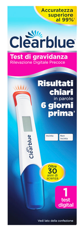 CLEARBLUE TEST GRAVIDANZA RILEVAZIONE PRECOCE DIGITALE 1 PEZZO - CLEARBLUE TEST GRAVIDANZA RILEVAZIONE PRECOCE DIGITALE 1 PEZZO