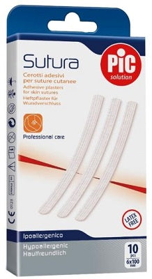 CEROTTO PER SUTURA PIC SOLUTION 6 X 100 MM 10 PEZZI - CEROTTO PER SUTURA PIC SOLUTION 6 X 100 MM 10 PEZZI
