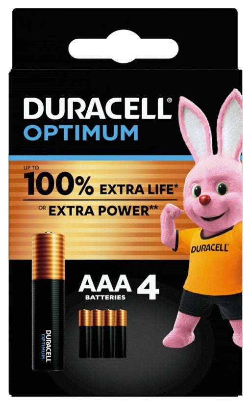 DURACELL OPTIMUM AAA B4 4 PILE BLISTER - DURACELL OPTIMUM AAA B4 4 PILE BLISTER