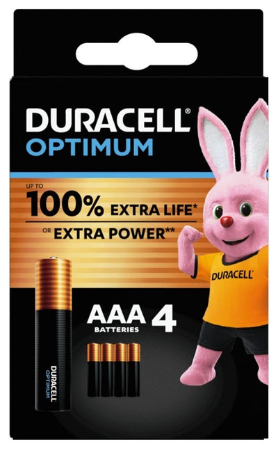 DURACELL OPTIMUM AAA B4 4 PILE BLISTER