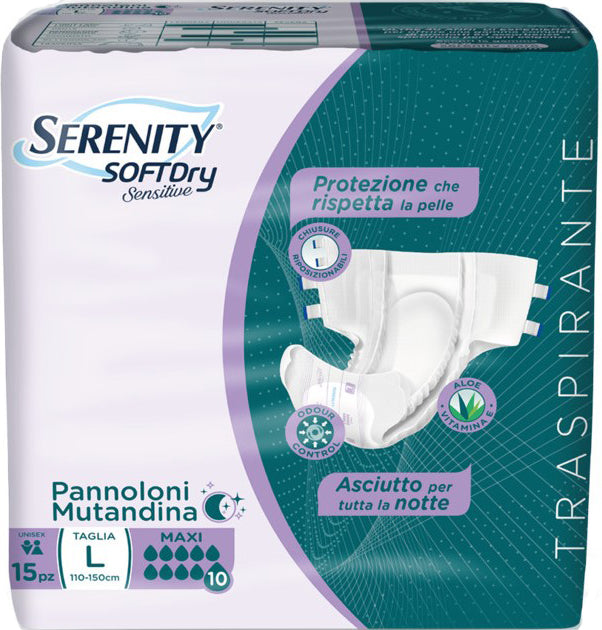 PANNOLONE MUTANDINA SERENITY SD SENSITIVE MAXI L 15 PEZZI - PANNOLONE MUTANDINA SERENITY SD SENSITIVE MAXI L 15 PEZZI