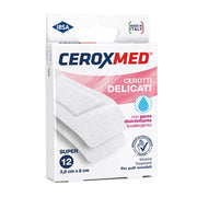 CEROTTI DELICATI CEROXMED CON GARZA DISINFETTANTE IPOALLERGENICI PER PELLI SENSIBILI SUPER 3,8X8CM 12 PEZZI