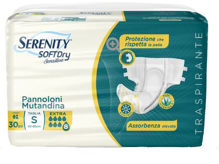 SERENITY PANNOLONE MUTANDINA SD SENSITIVE EXTRA TAGLIA S 30PEZZI