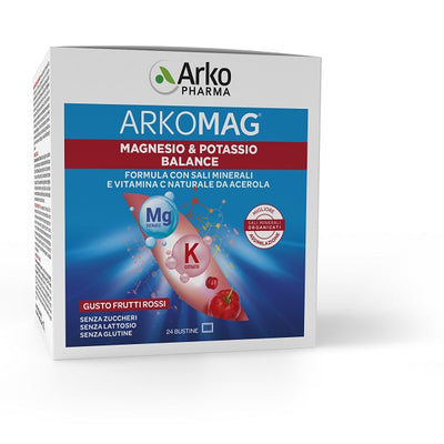 Arkomag Magnesio e Potassio Balance 24 Bustine Gusto Frutti Rossi