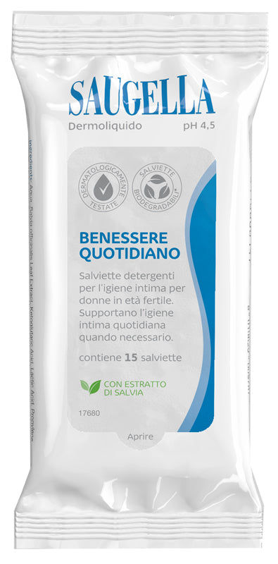 SAUGELLA DERMOLIQUIDO SALVIETTINE 15 PEZZI