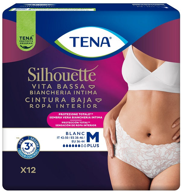 PANNOLONE A MUTANDINA ASSORBENTE TENA SILHOUETTE PLUS WHITEMEDIUM 12 PEZZI - PANNOLONE A MUTANDINA ASSORBENTE TENA SILHOUETTE PLUS WHITEMEDIUM 12 PEZZI