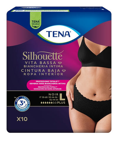 PANNOLONE A MUTANDINA ASSORBENTE TENA SILHOUETTE NOIR L VITABASSA 10 PEZZI