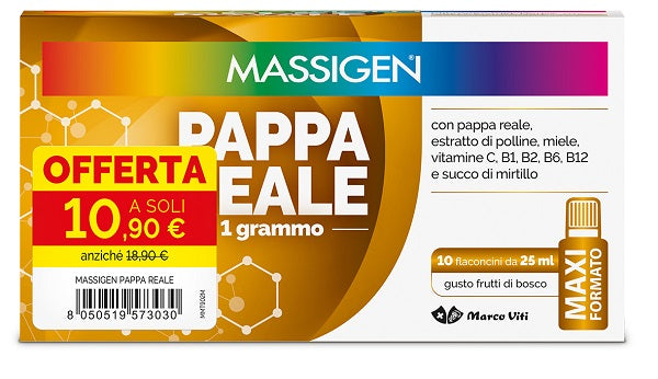 MASSIGEN PAPPA REALE 10 FLACONCINI DA 25 ML 10,90 E - MASSIGEN PAPPA REALE 10 FLACONCINI DA 25 ML 10,90 E