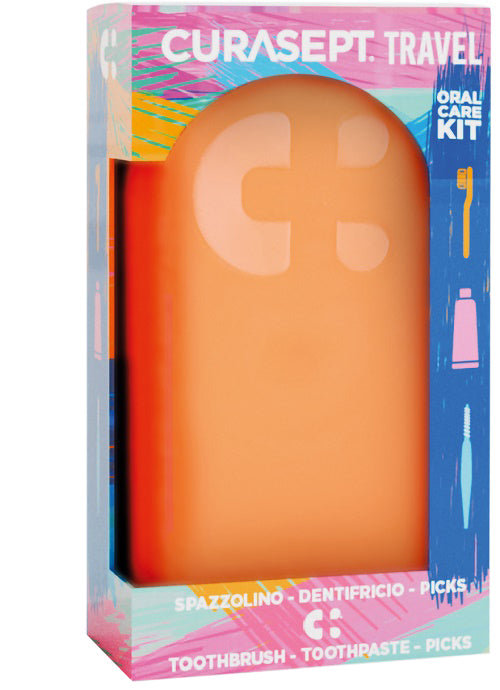 CURASEPT TRAVEL ARANCIO 1 SPAZZOLINO + 1 DENTIFRICIO 20 ML +3 PICKS