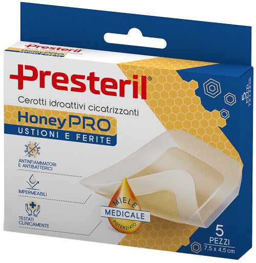 CEROTTO IDROATTIVO CICATRIZZANTE PRESTERIL HONEYPRO 5X7 CM 5PEZZI - CEROTTO IDROATTIVO CICATRIZZANTE PRESTERIL HONEYPRO 5X7 CM 5PEZZI