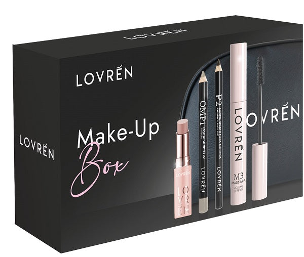 LOVREN BEAUTY BOX MAKE-UP 1 MASCARA M3 + 1 MATITA OCCHI P2 +1 MATITA OMBRETTO OMP1 + 1 LIPSTICK BALM COLOR BOOST NUDE LB1