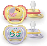 PHILIPS AVENT SUCCHIETTI AIR 0-6M GIALLO CON PAPPAGALLO VIOLA CON FARFALLA 2 PEZZI