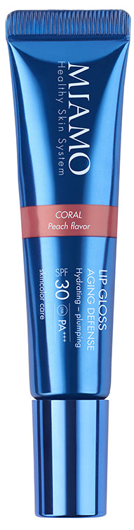 MIAMO SKINCOLOR CARE LIP GLOSS AGING DEFENSE SPF 30+ CORAL PEACH FLAVOR 15 ML