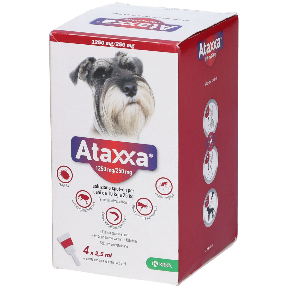 ATAXXA SPOT-ON*soluz 4 pipette 2,5 ml 1.250 mg + 250 mg canida 10 a 25 Kg