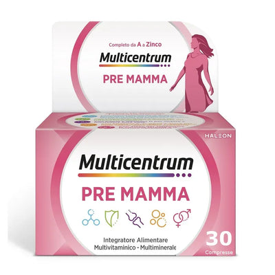 Multicentrum Pre-Mamma Integratore Alimentare Multivitaminico Acido Folico Calcio Vitamina D E 30 Compresse