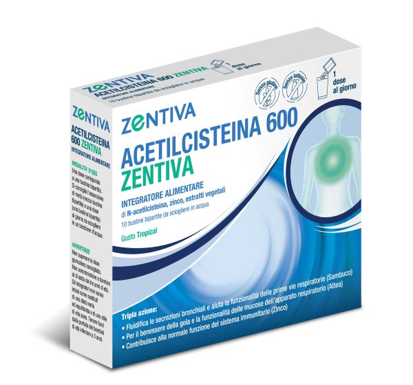 ACETILCISTEINA 600 ZENTIVA 10 BUSTINE BIPARTITE GUSTO TROPICAL - ACETILCISTEINA 600 ZENTIVA 10 BUSTINE BIPARTITE GUSTO TROPICAL
