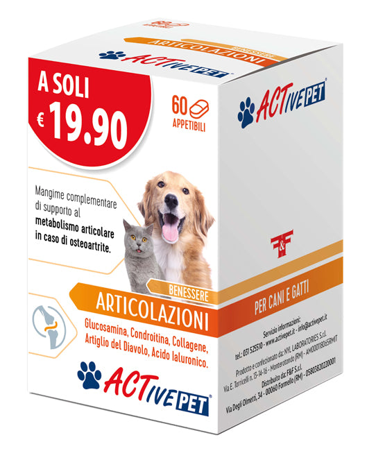 ACTIVE PET BENESSERE ARTICOLAZIONI 60 COMPRESSE APPETIBILI - ACTIVE PET BENESSERE ARTICOLAZIONI 60 COMPRESSE APPETIBILI