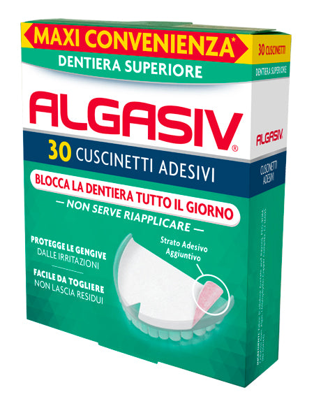 ALGASIV ADESIVO PER PROTESI DENTARIA SUPERIORE 30 PEZZI - ALGASIV ADESIVO PER PROTESI DENTARIA SUPERIORE 30 PEZZI