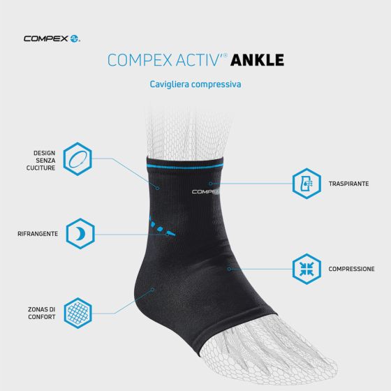 COMPEX ACTIV' ANKLE Misura S Cavigliera leggera compressiva