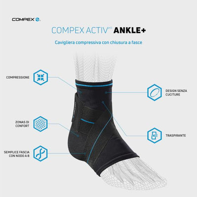 COMPEX ACTIV' ANKLE+ Misura XL Cavigliera elastica supporto legamenti