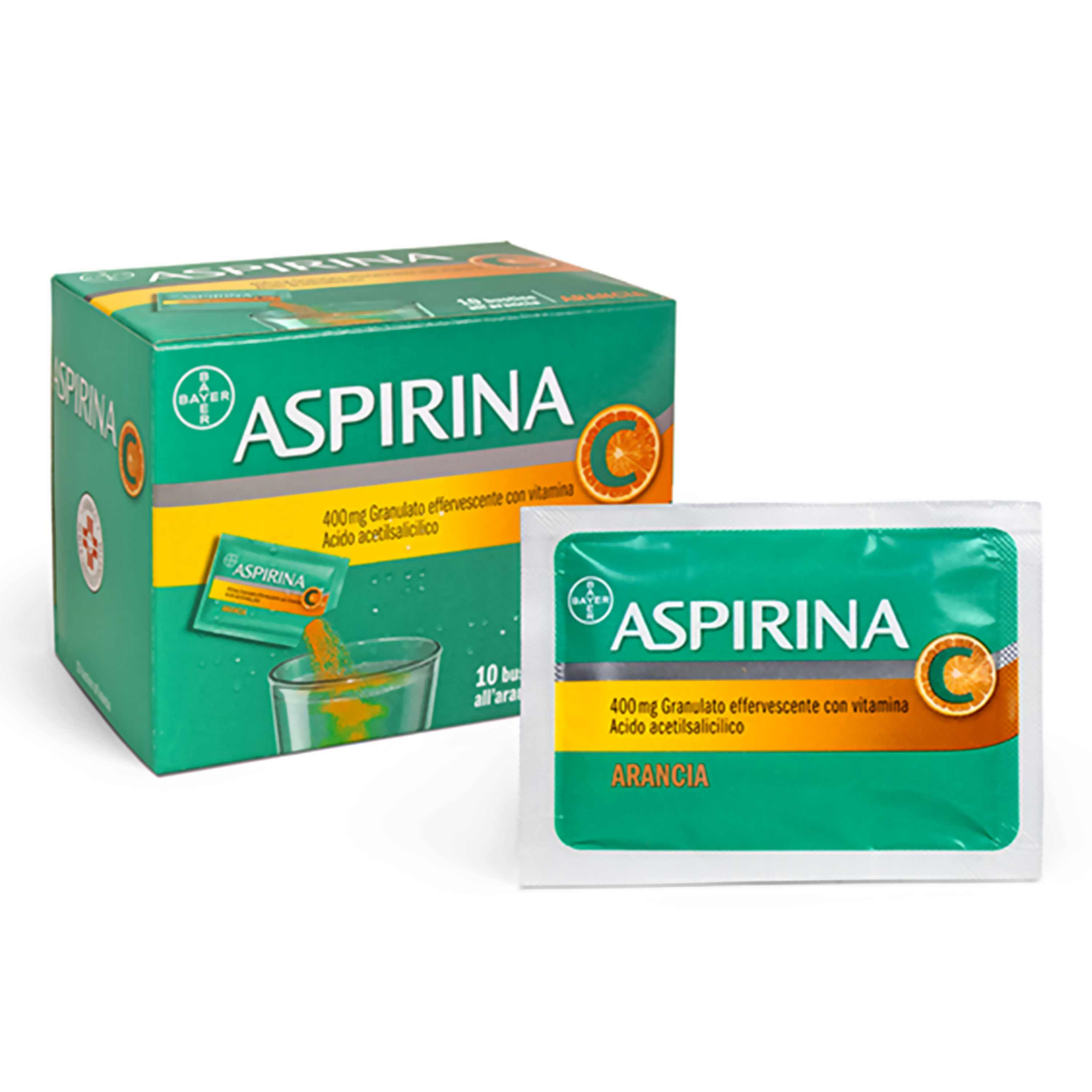 Aspirina C Raffreddore Influenza 400mg Vitamina C 10 Bustine Arancia - Aspirina C Raffreddore Influenza 400mg Vitamina C 10 Bustine Arancia