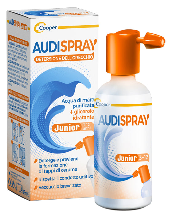 AUDISPRAY JUNIOR 3-12 ANNI SOLUZIONE DI ACQUA DI MARE IPERTONICA SPRAY SENZA GAS IGIENE ORECCHIO 25ML - AUDISPRAY JUNIOR 3-12 ANNI SOLUZIONE DI ACQUA DI MARE IPERTONICA SPRAY SENZA GAS IGIENE ORECCHIO 25ML