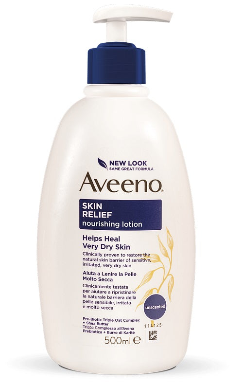 Aveeno Skin Relief Crema Corpo Nutriente per Pelle Secca e Sensibile, all'Avena Prebiotica 500 ml