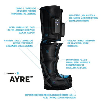 COMPEX AYRE BOOTS A COMPRESSIONE Misura S/M Pressoterapia Wireless