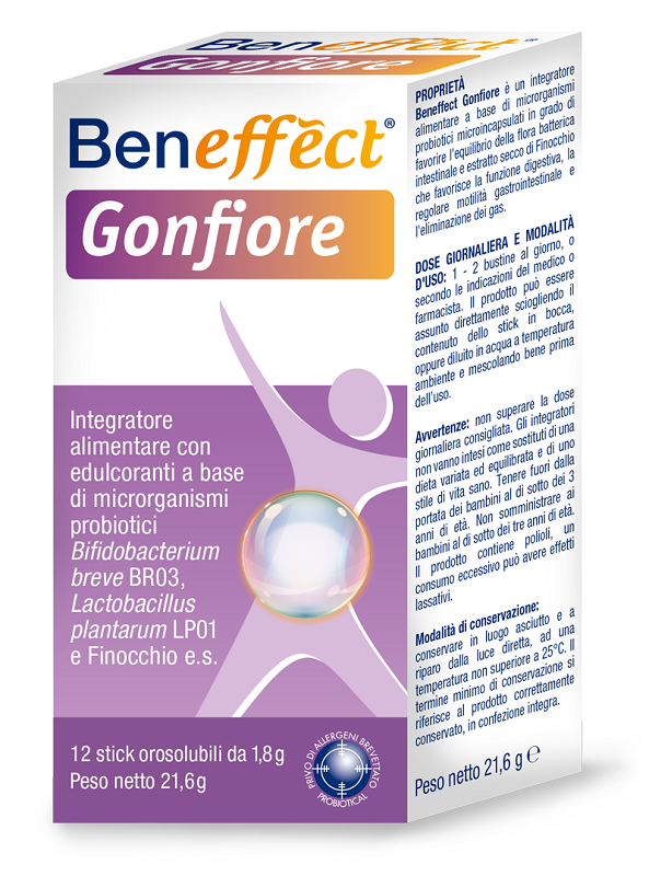 BENEFFECT GONFIORE 12 STICK OROSOLUBILI DA 1,8 G