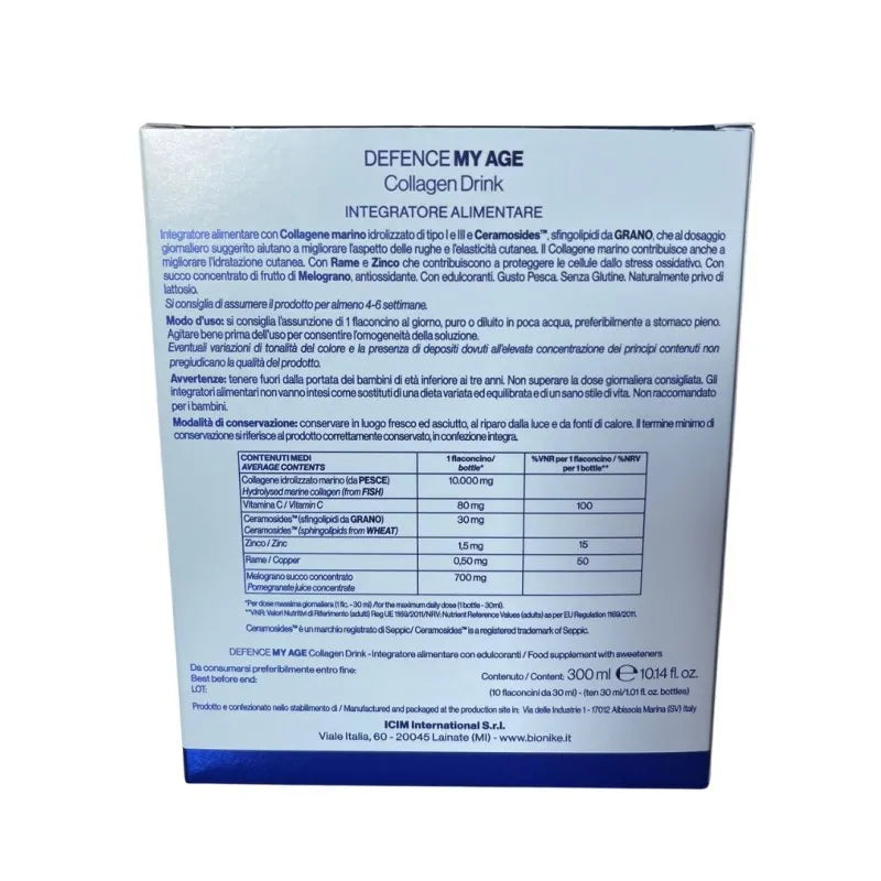 Bionike Defence My Age Collagene Drink Integratore Per Pelle 10 Flaconcini - Bionike Defence My Age Collagene Drink Integratore Per Pelle 10 Flaconcini