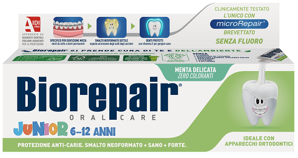 BIOREPAIR ORAL CARE JUNIOR 6-12 ANNI DENTIFRICIO PROTEZIONEANTI CARIE SMALTO NEOFORMATO ALLA MENTA DELICATA 75 ML