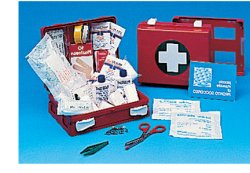 CASSETTA PRONTO SOCCORSO FAMILY PER CAMPEGGIO, BRICOLAGE, CASA E UFFICIO. CONTENITORE IN ABS ANTIURTO CON SUPPORTO PER IL FISSAGGIO ALLA PARETE