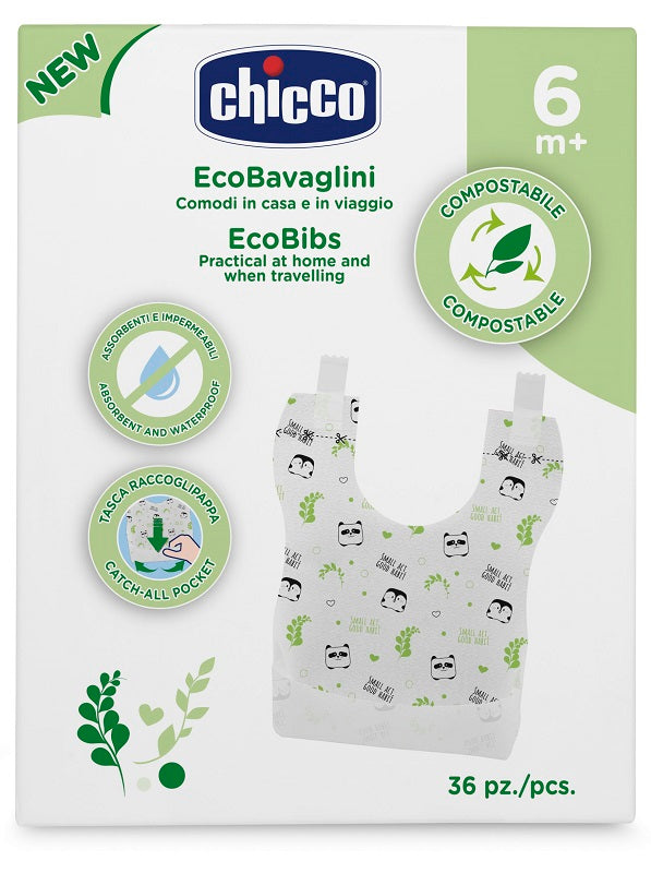 CHICCO BAVAGLINI MONOUSO COMPOSTABILI 36 PEZZI - CHICCO BAVAGLINI MONOUSO COMPOSTABILI 36 PEZZI