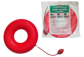CIAMBELLA GONFIABILE PER INVALIDI IN GOMMA ROSSA TEAM DELUXECON POMPA 40CM DIAMETRO