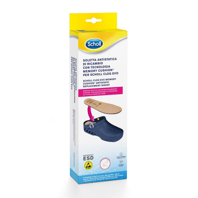 Scholl Clog Evo Taglia 35-36 Soletta Anatomica Antistatica di Ricambio con Tecnologia Memory Cushion