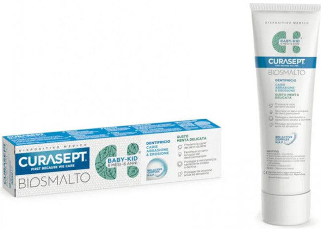 CURASEPT BIOSMALTO DENTIFRICIO BABY KID MENTA CARIE ABRASIONE & EROSIONE 50 ML - CURASEPT BIOSMALTO DENTIFRICIO BABY KID MENTA CARIE ABRASIONE & EROSIONE 50 ML
