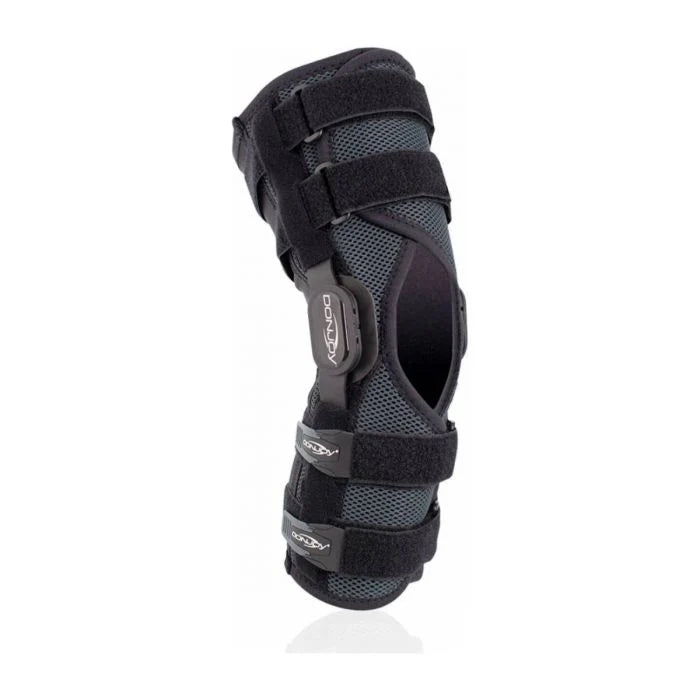 Donjoy Playmakers II 4 punti di spinta Lunga standard Ginocchiera Articolata versione "Wrap" aperta frontalmente Misura XL