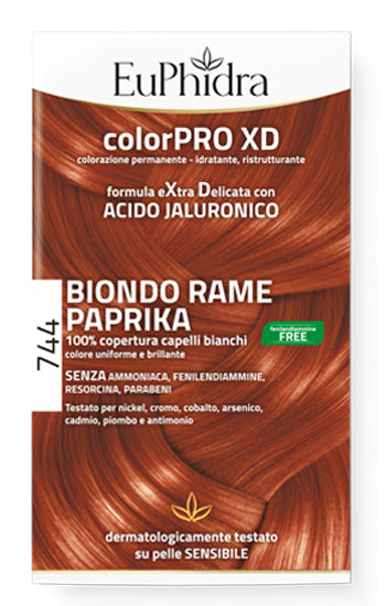 EUPHIDRA COLORPRO GEL COLORANTE CAPELLI XD 744 PAPRIKA 50 MLIN FLACONE + ATTIVANTE + BALSAMO + GUANTI