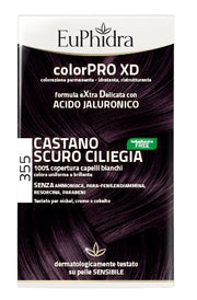 EUPHIDRA COLORPRO XD 355 CASTANO SCURO CILIEGIA GEL COLORANTE CAPELLI IN FLACONE + ATTIVANTE + BALSAMO + GUANTI